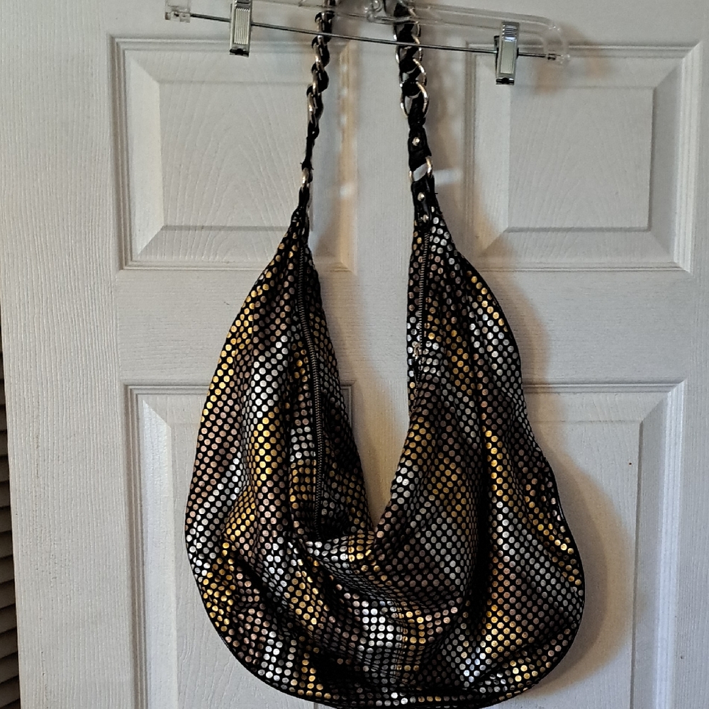 Elegant Black and Gold Women's Hobo Bag